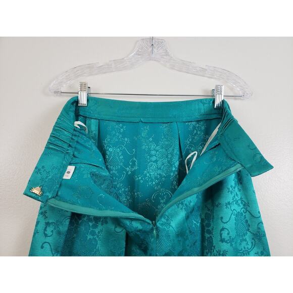 N4) VTG Nah Nah Collection Womens Suit Skirt Set Size 8 Padded Blazer Green USA - Picture 14 of 16